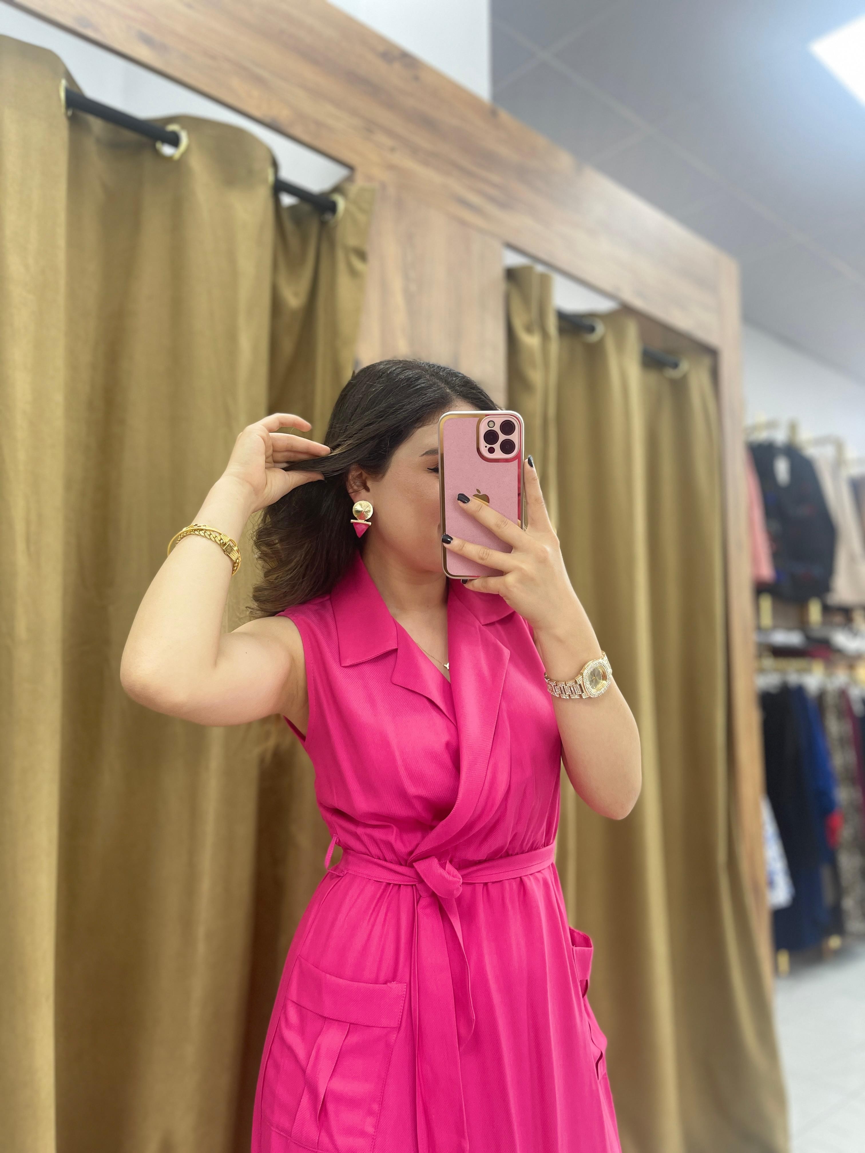 Nirins Yakalı Elbise - Pembe