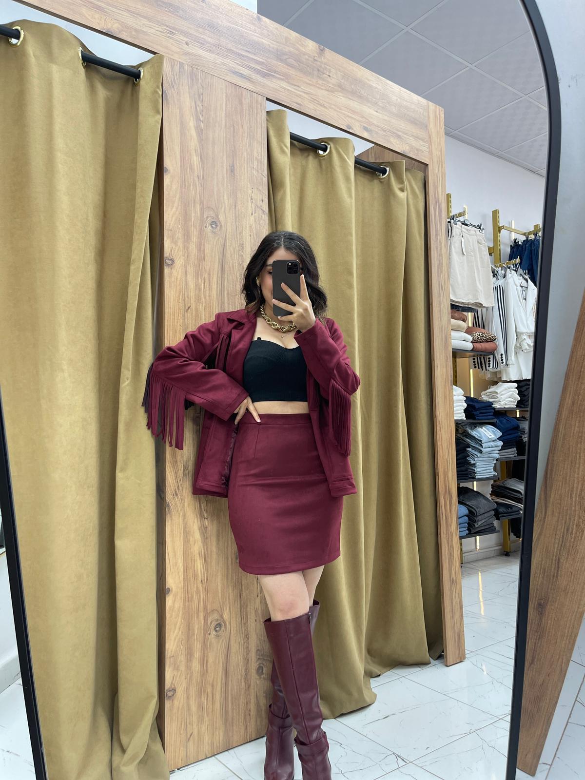 Desy  Süet Takım - Bordo