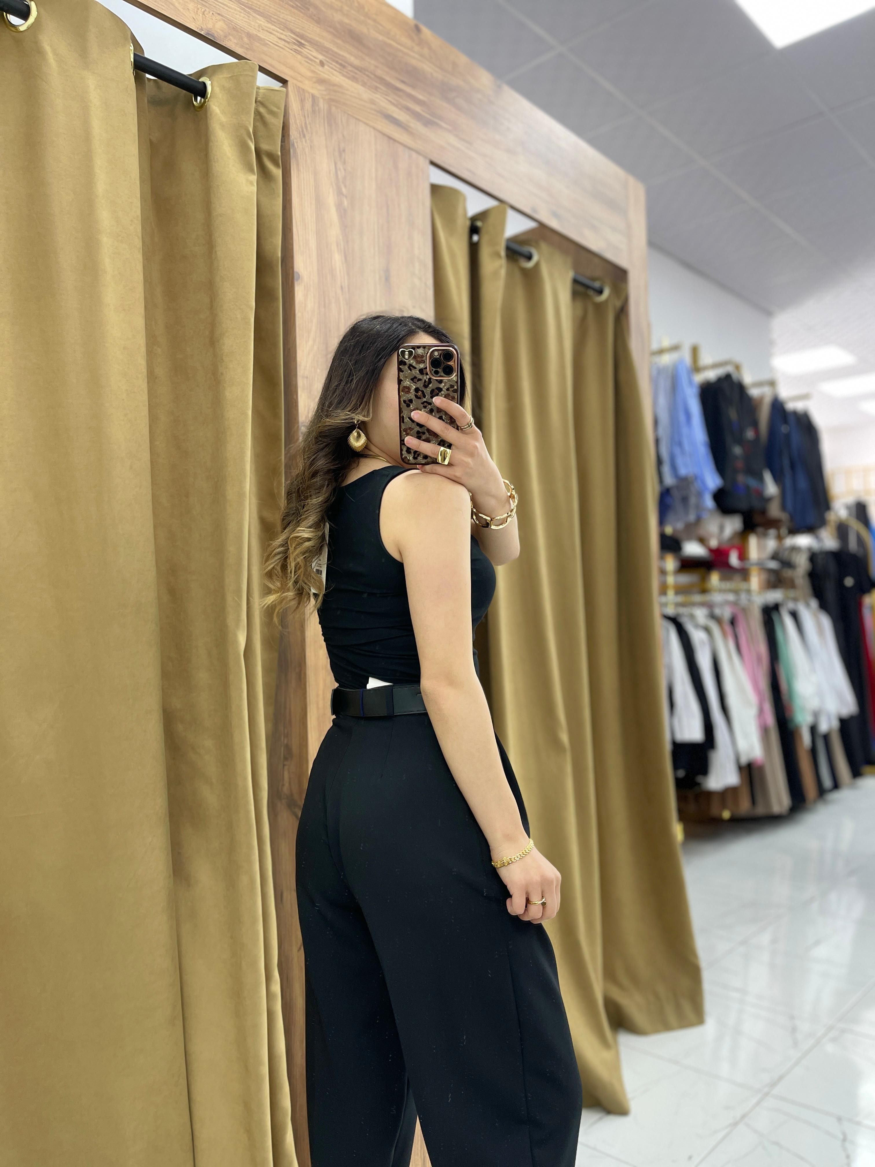 Elara Kumaş Pantolon - Siyah