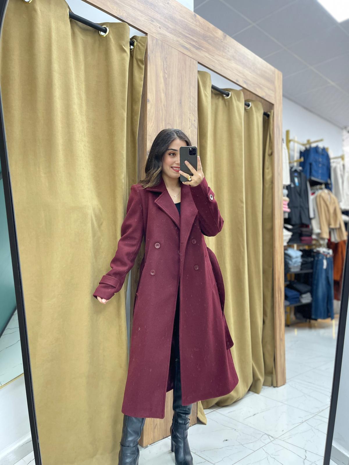 Soft Kaşe Kaban  - Bordo