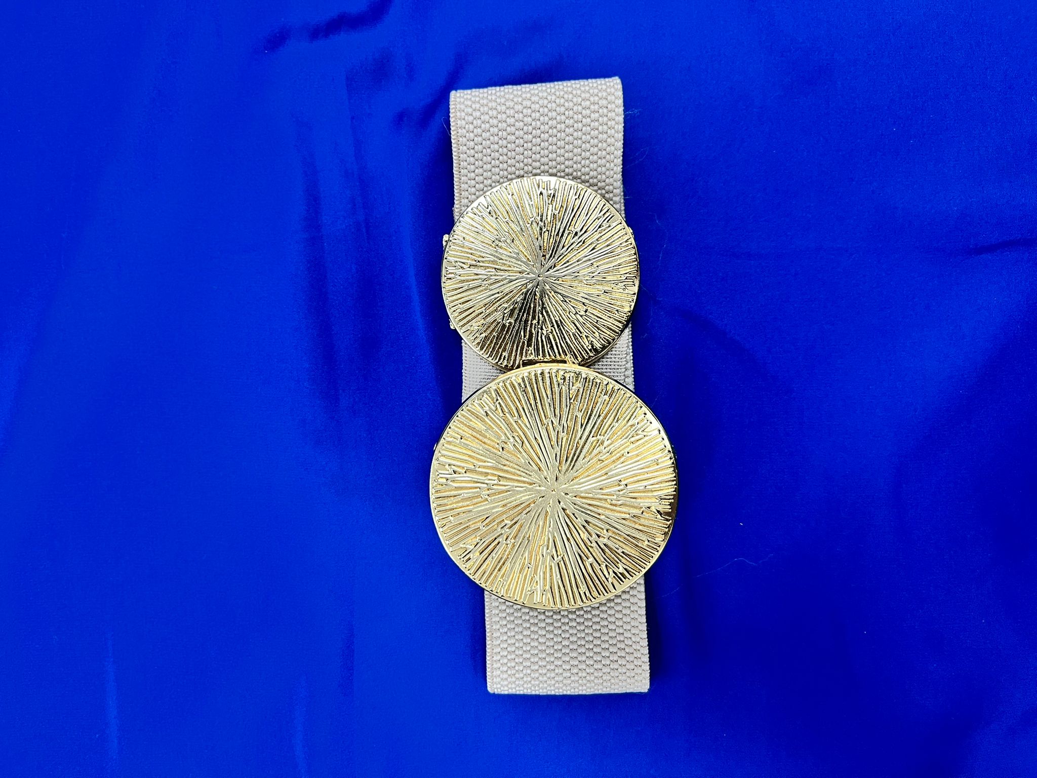 Lastikli Yuvarlak Kemer  - Krem