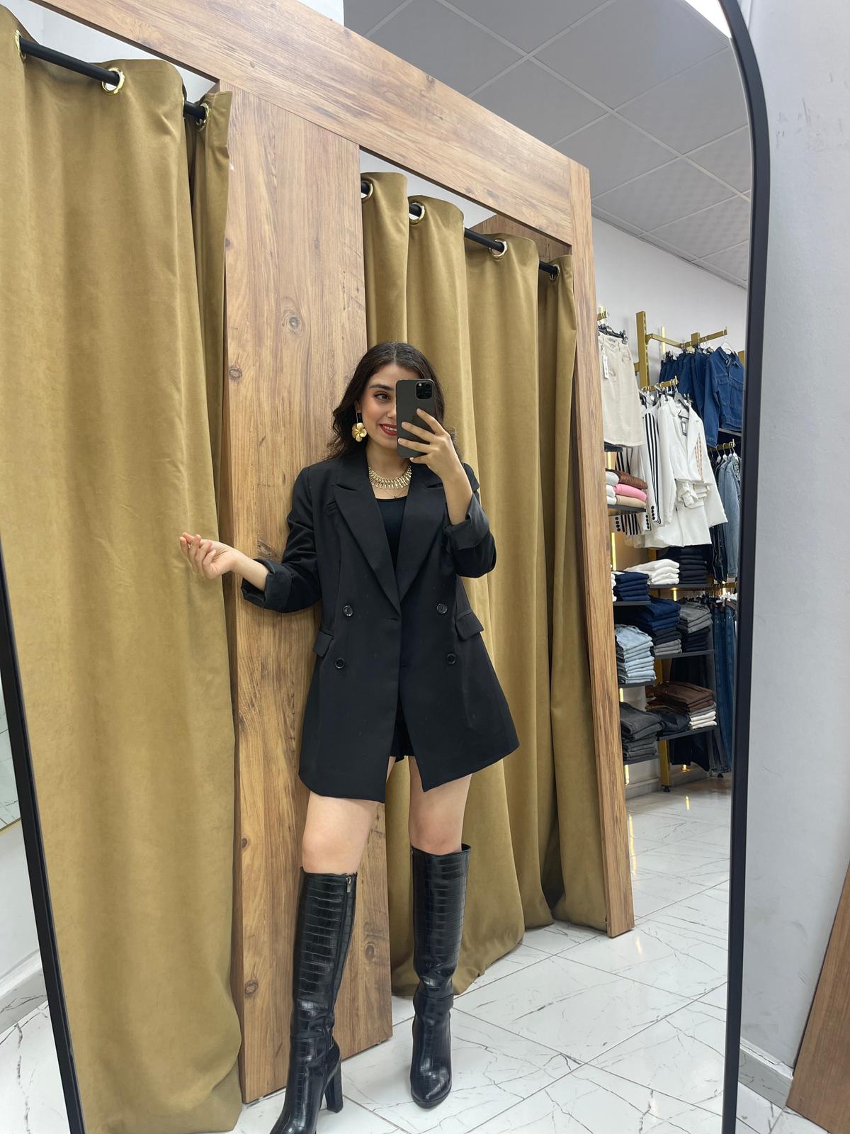 Olivia Ceketli Şort Takım - Siyah