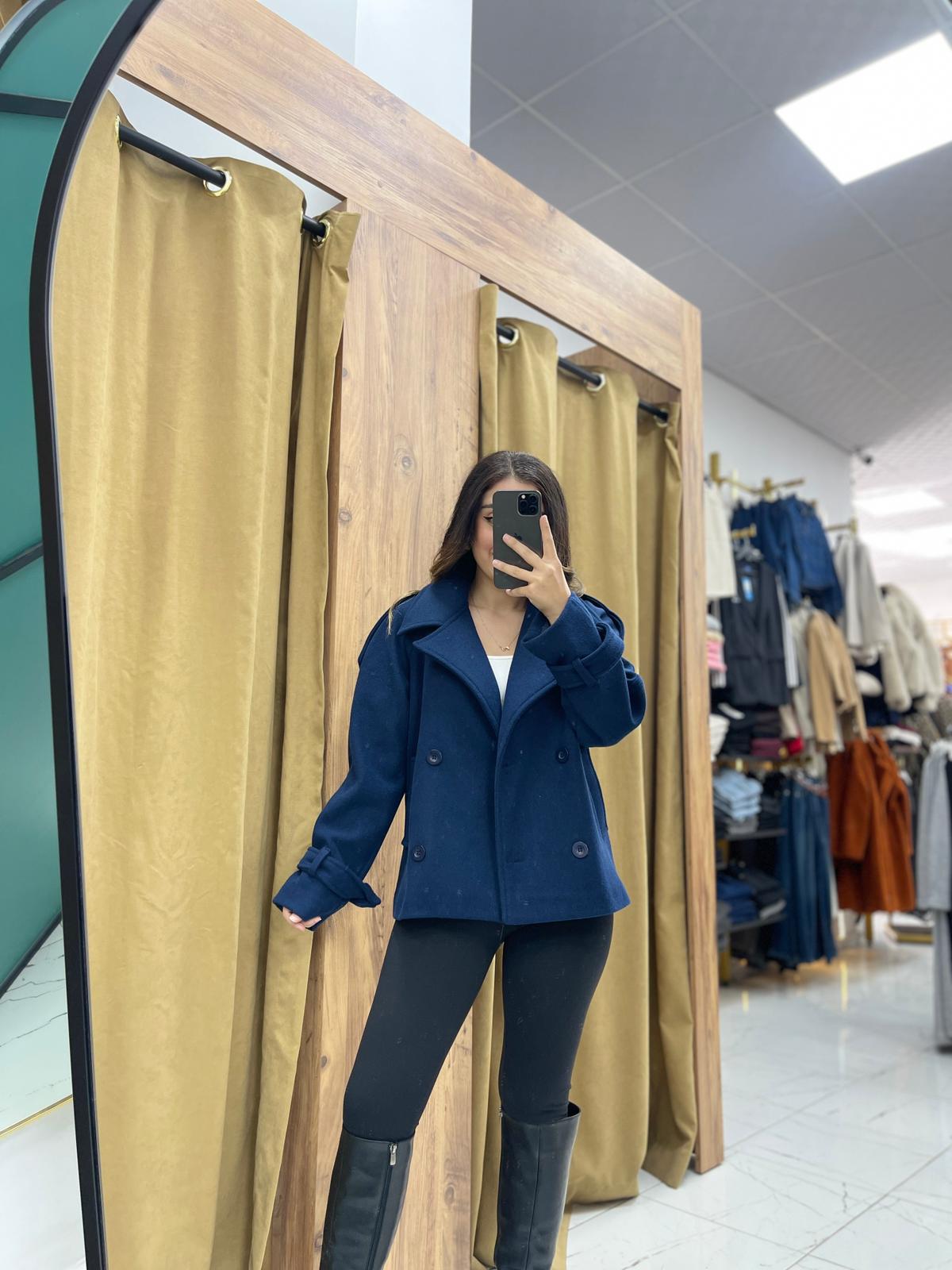 Vola Kısa Kaşe Kaban  - Lacivert