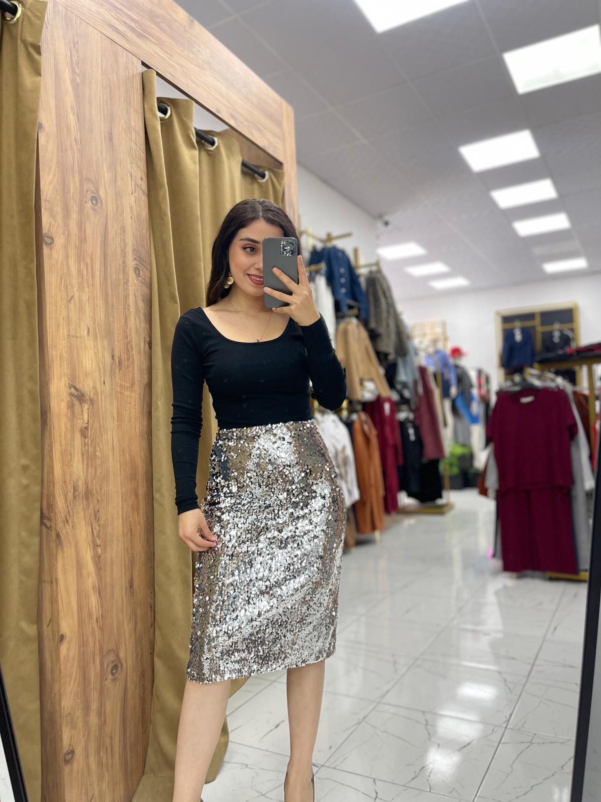 Ripat Pullu Etek - Gri