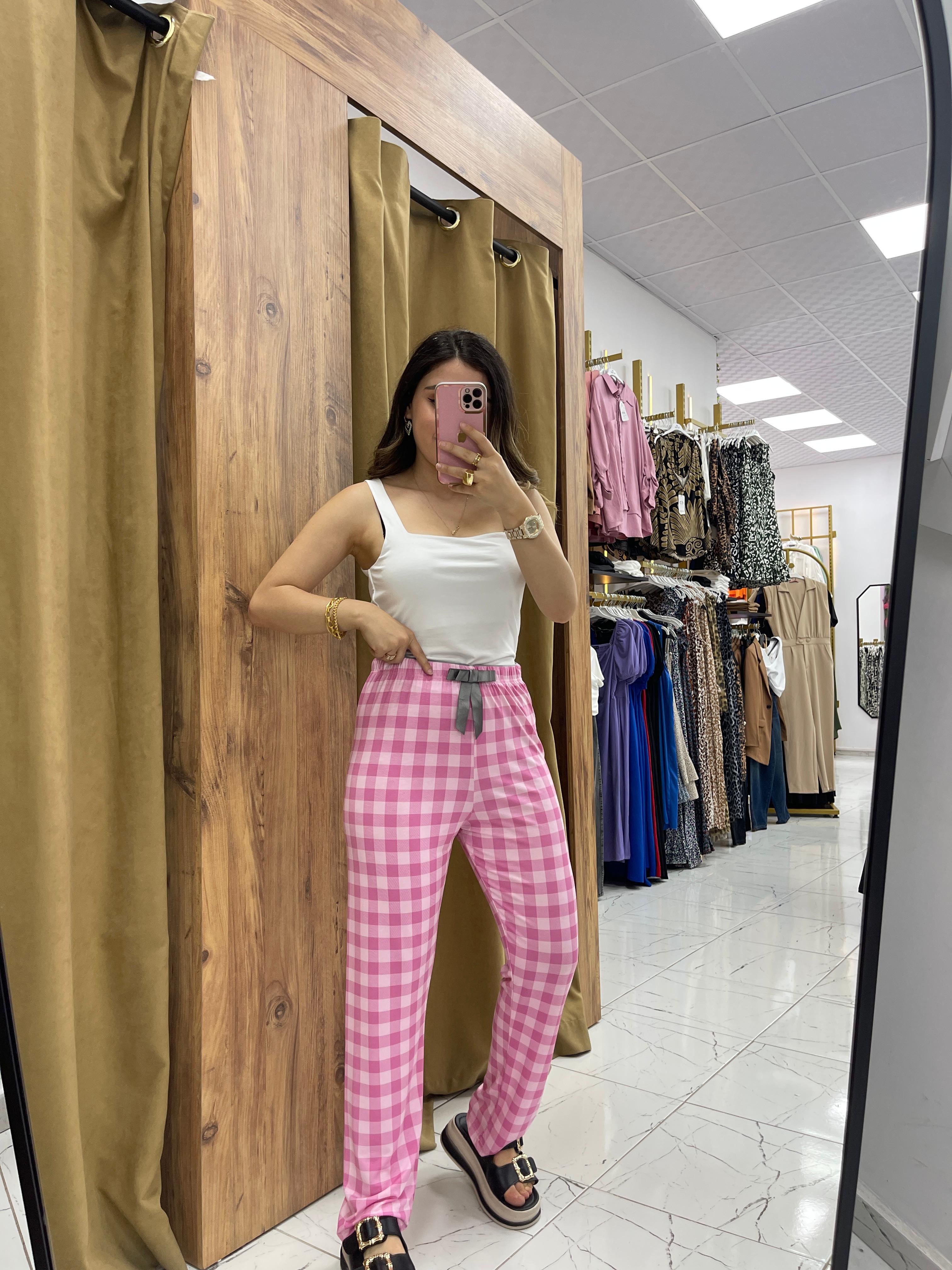 Kareli Pijama  - Pembe