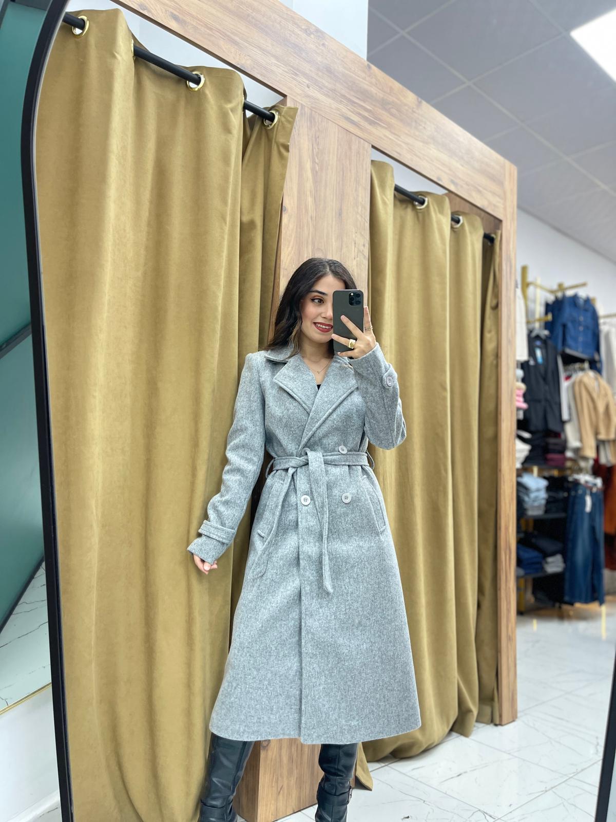 Soft Kaşe Kaban  - Gri