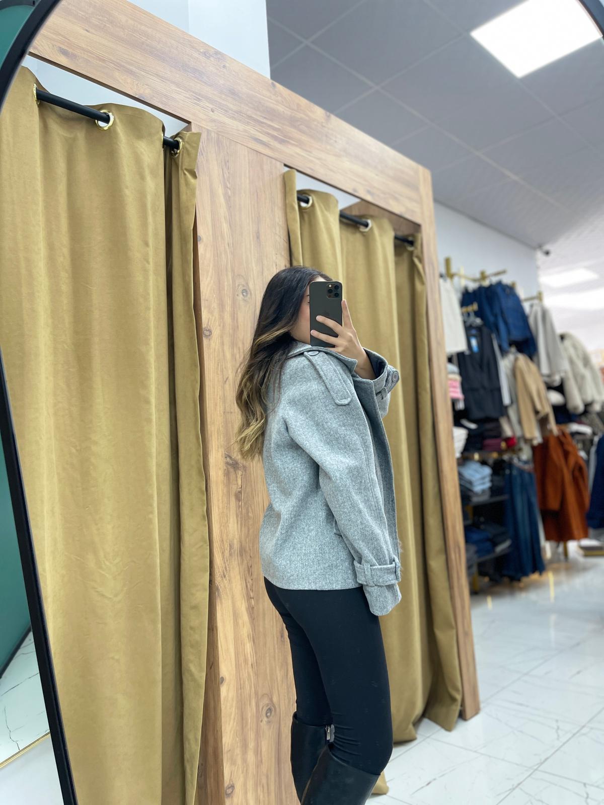 Vola Kısa Kaşe Kaban  - Gri