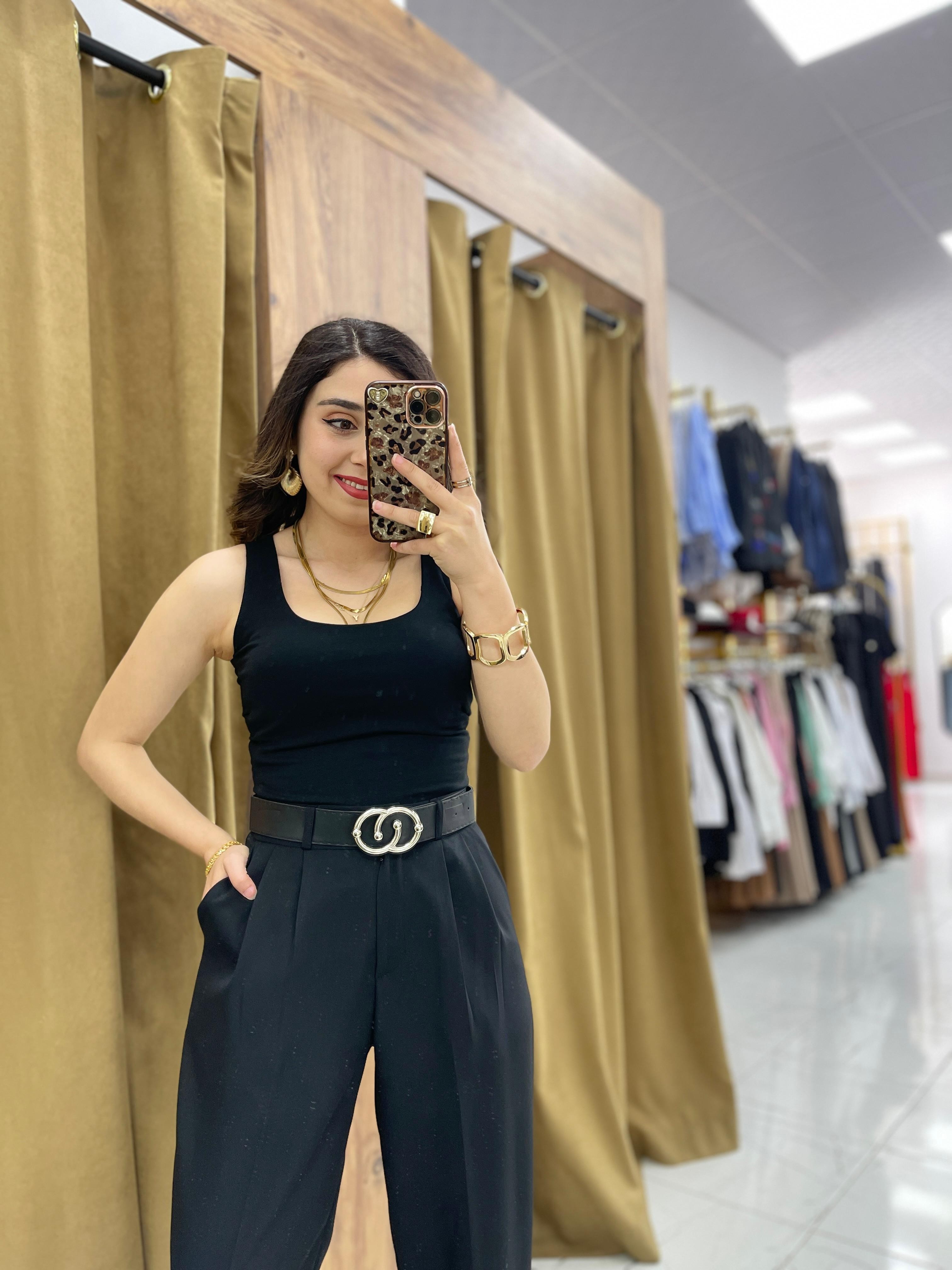 Elara Kumaş Pantolon - Siyah