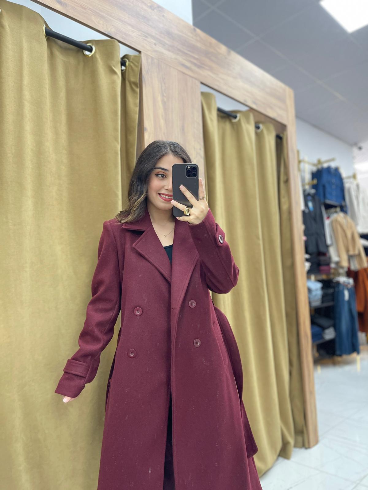 Soft Kaşe Kaban  - Bordo