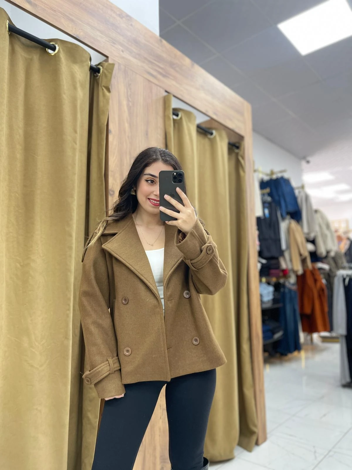 Vola Kısa Kaşe Kaban  - Kahverengi