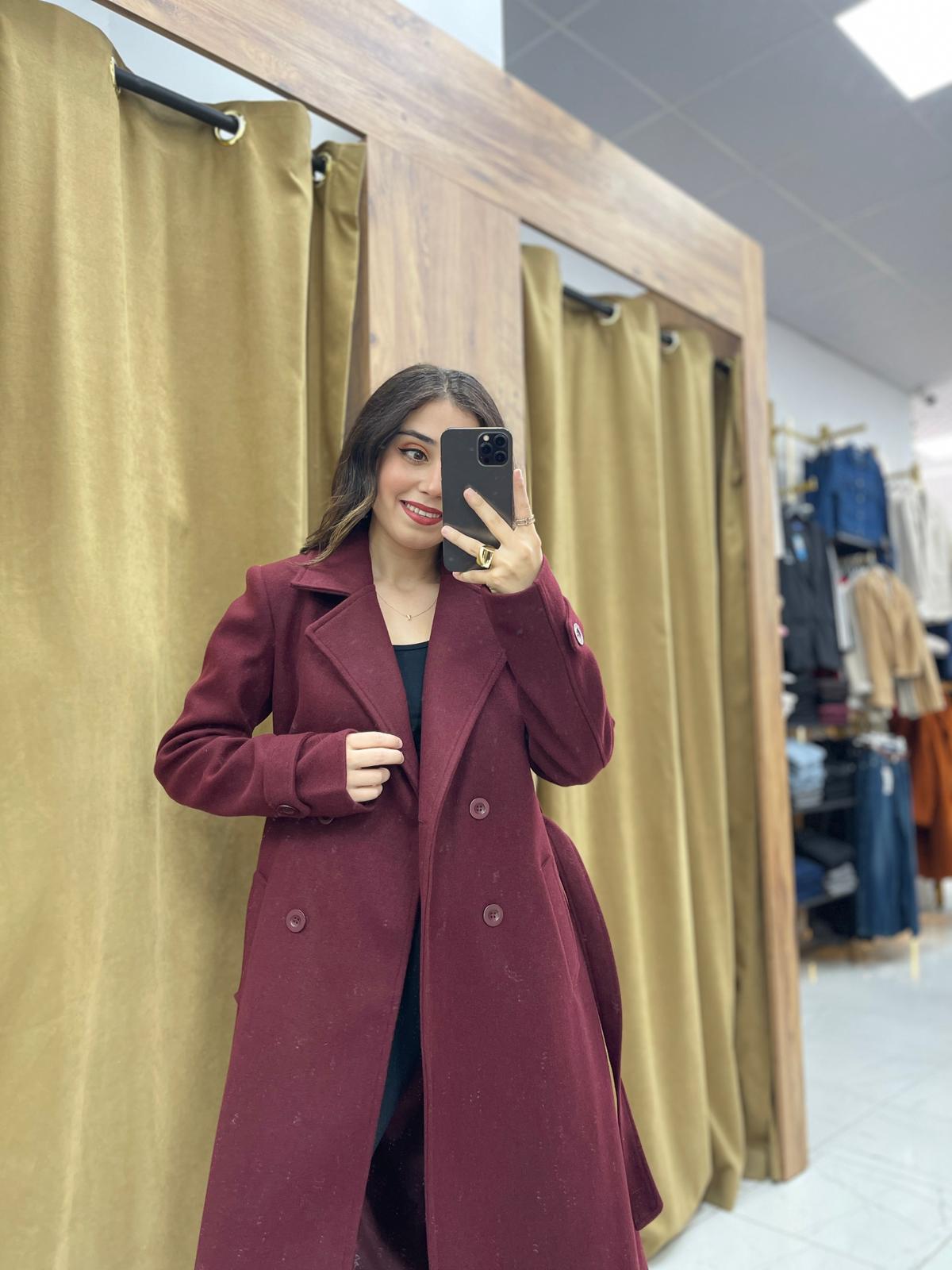 Soft Kaşe Kaban  - Bordo
