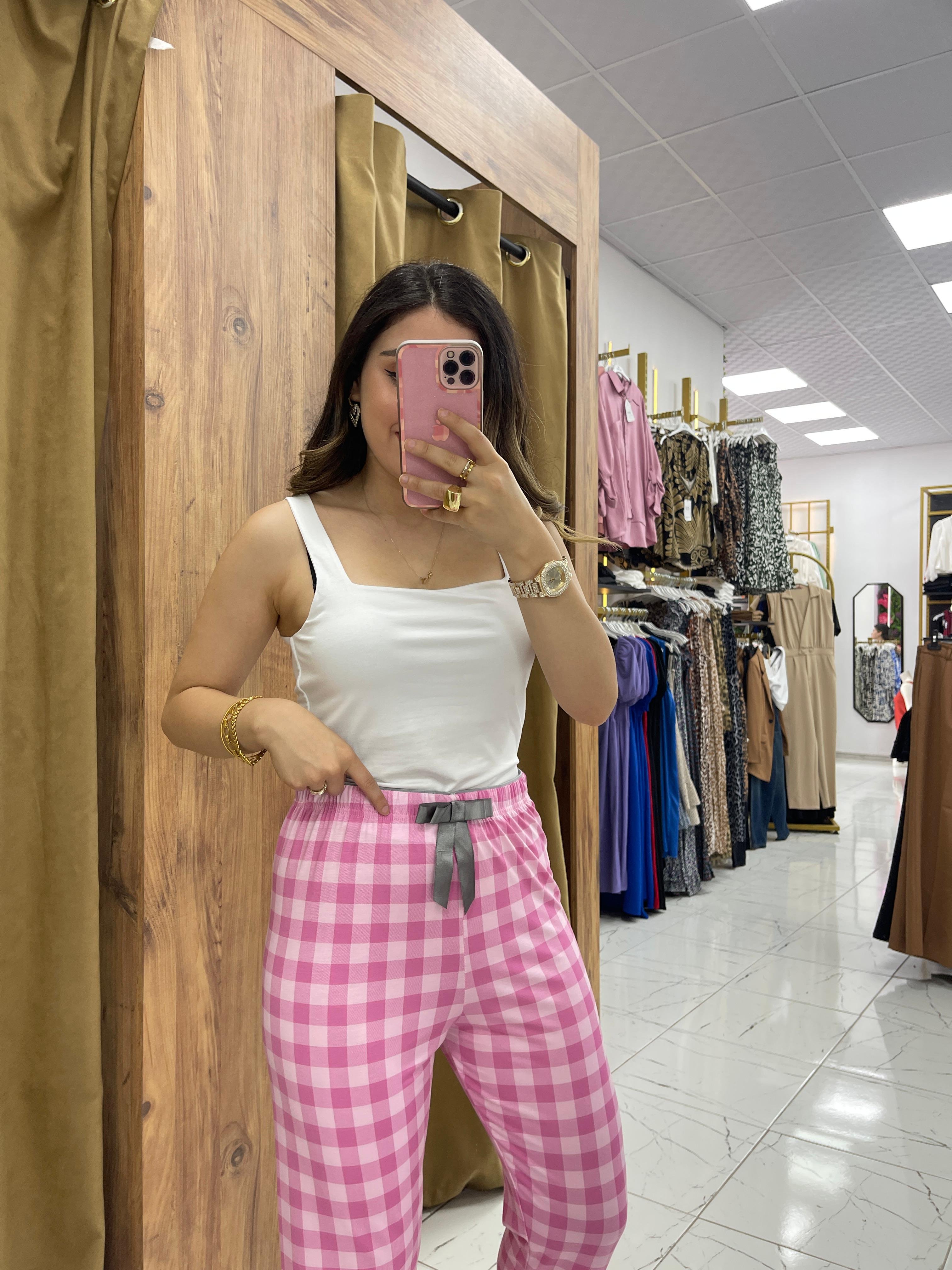 Kareli Pijama  - Pembe