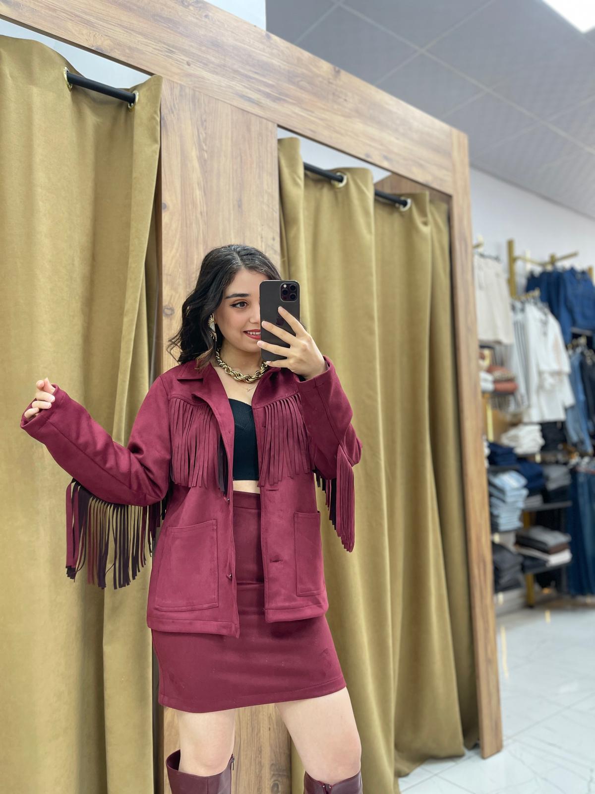 Desy  Süet Takım - Bordo