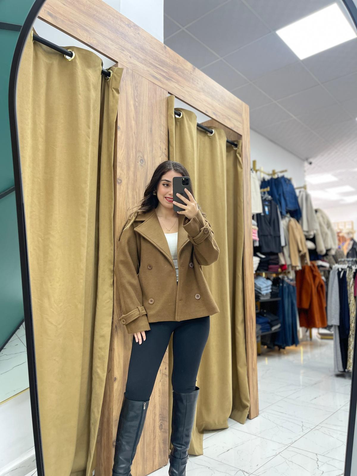 Vola Kısa Kaşe Kaban  - Kahverengi