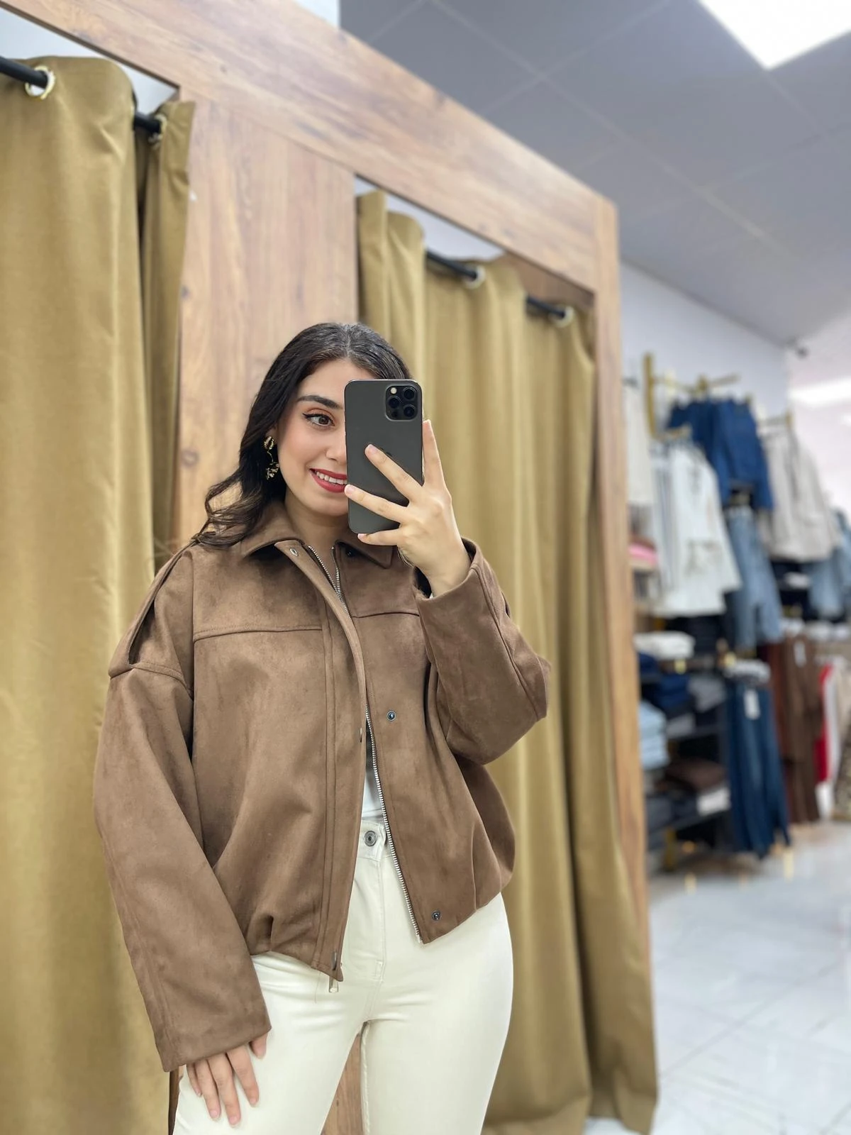 Süet Bomber Ceket  - Kahverengi