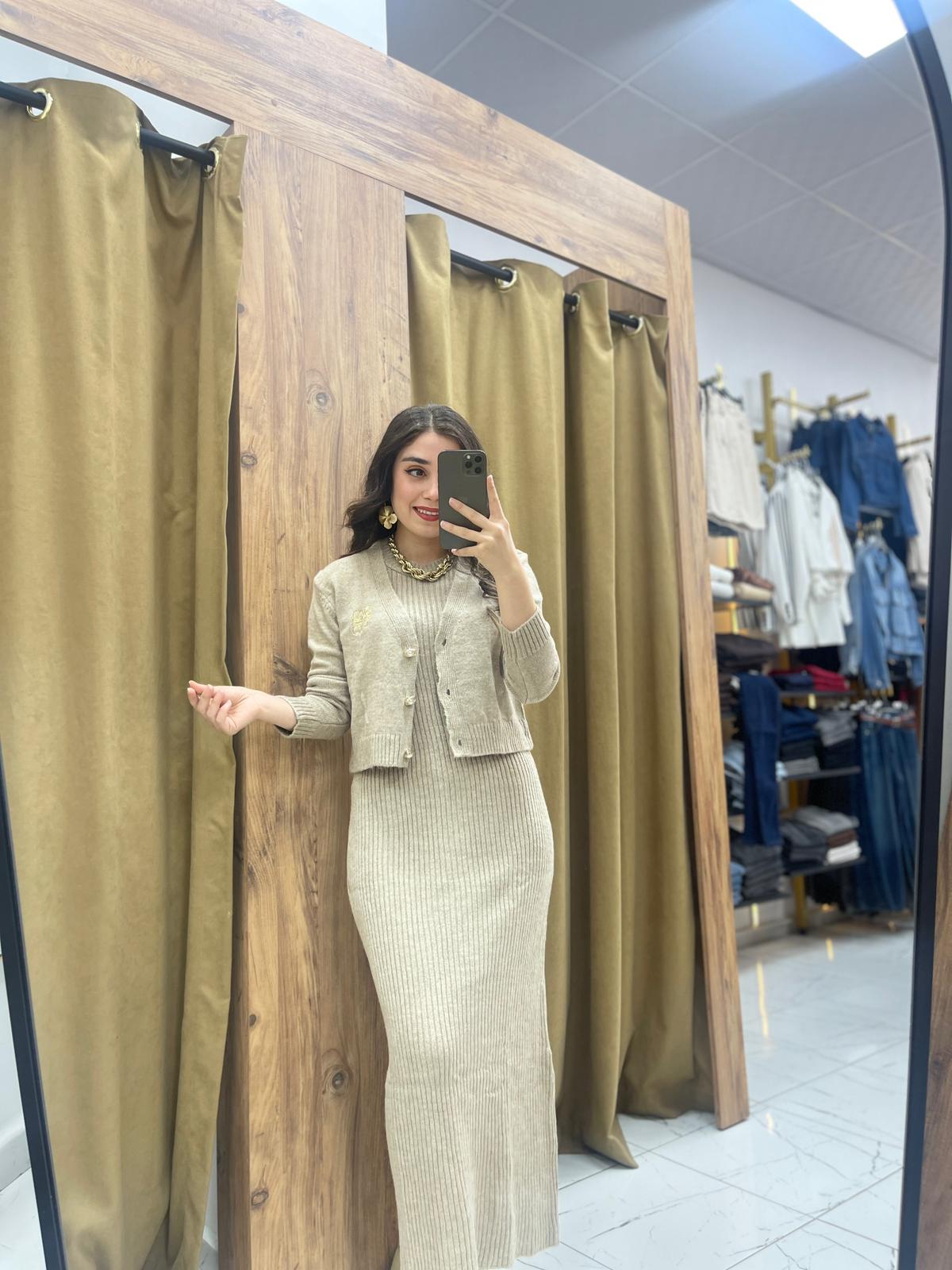 Axel Ceketli Elbise  - Vizon