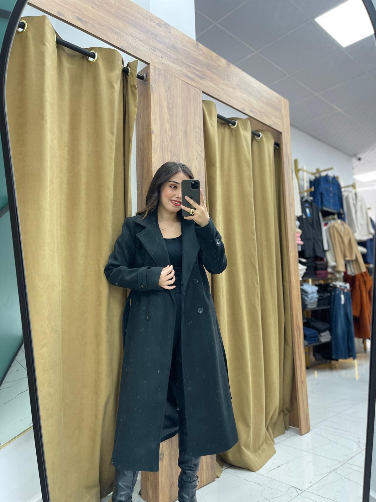 Soft Kaşe Kaban  - Siyah