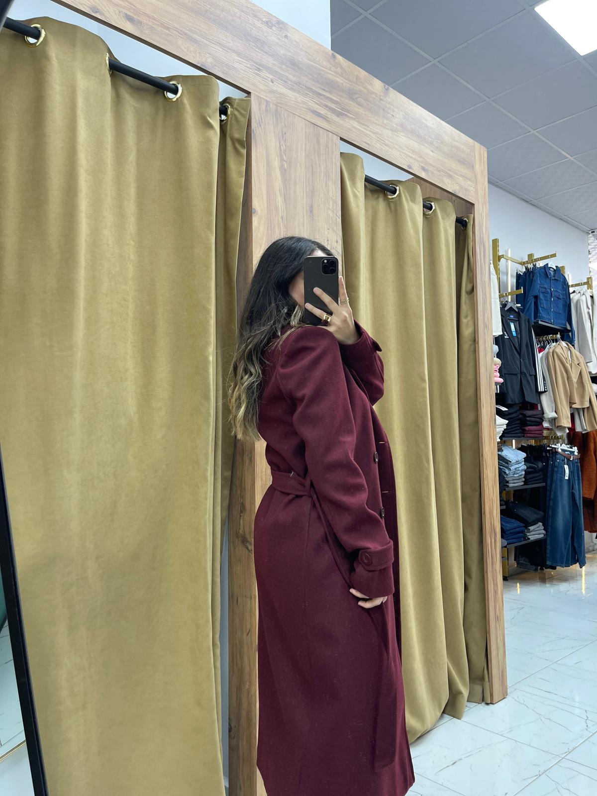 Soft Kaşe Kaban  - Bordo