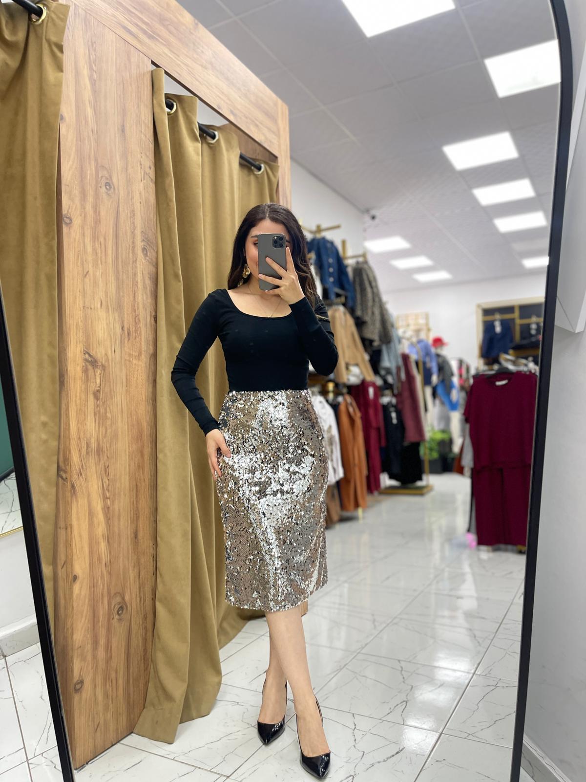 Ripat Pullu Etek - Gri