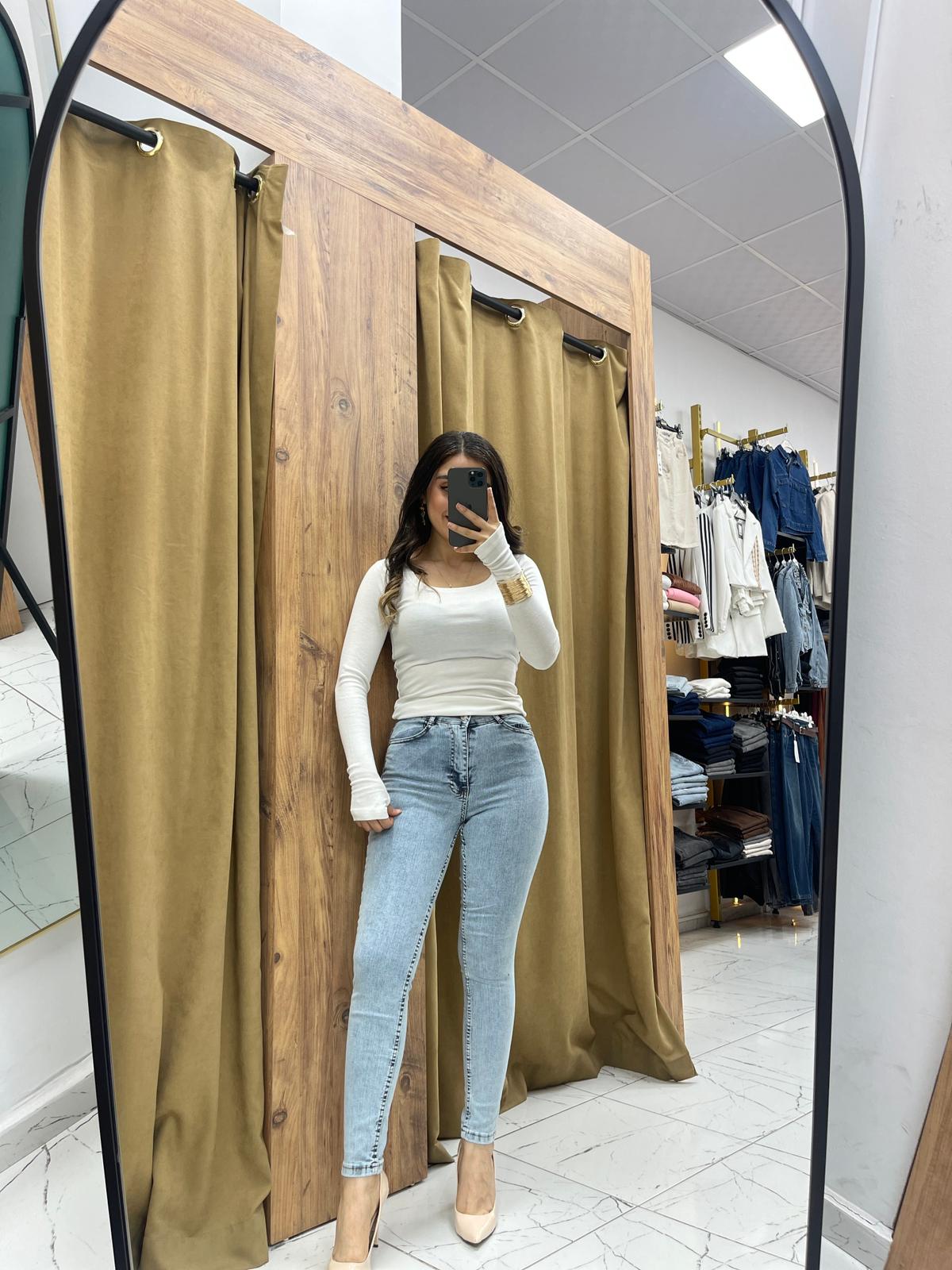 Suen Likralı Dar Paça Kot Pantolon - Buz Mavi