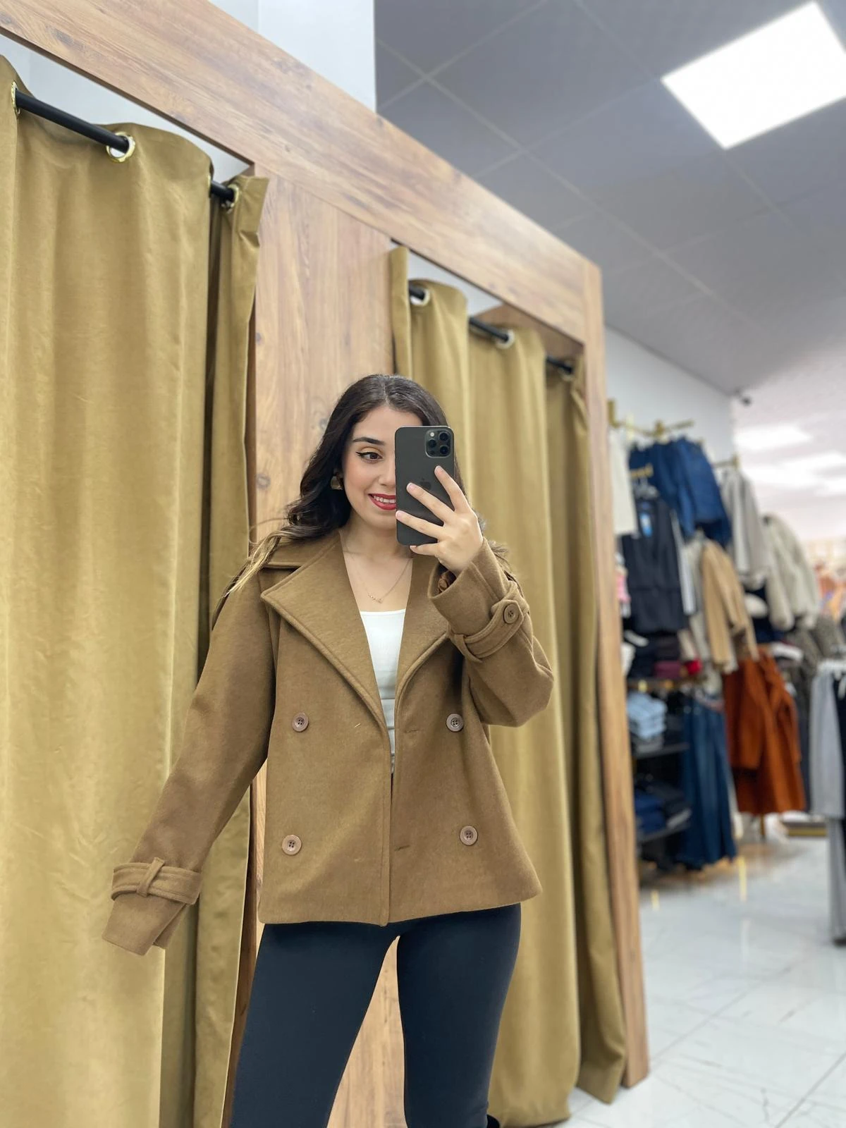 Vola Kısa Kaşe Kaban  - Kahverengi