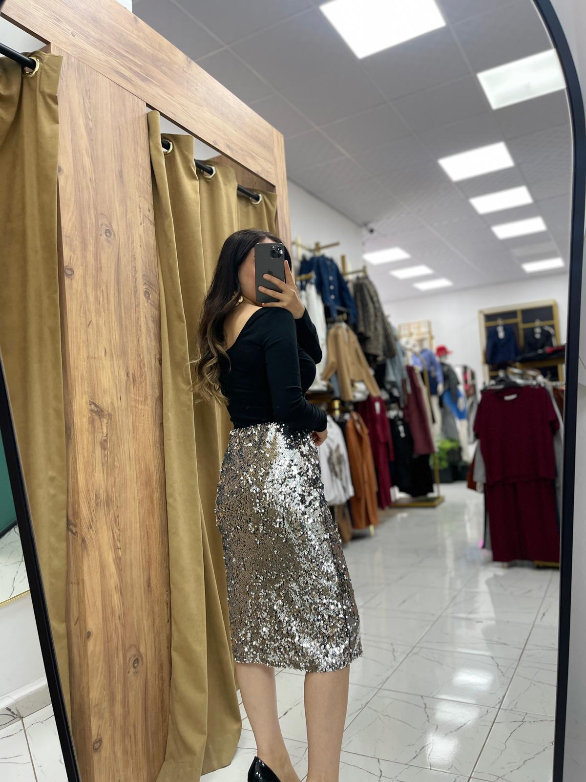 Ripat Pullu Etek - Gri