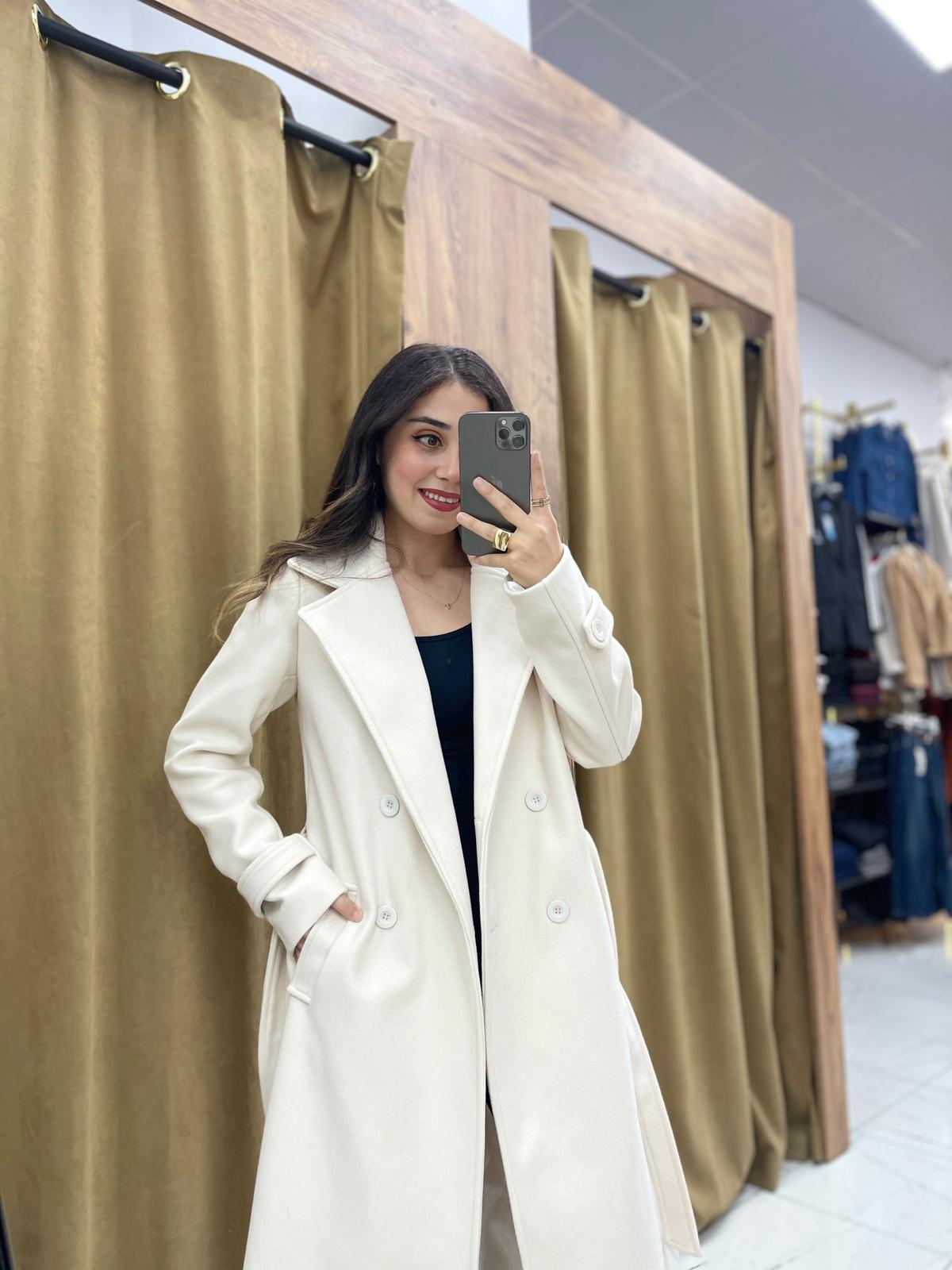 Soft Kaşe Kaban  - Beyaz