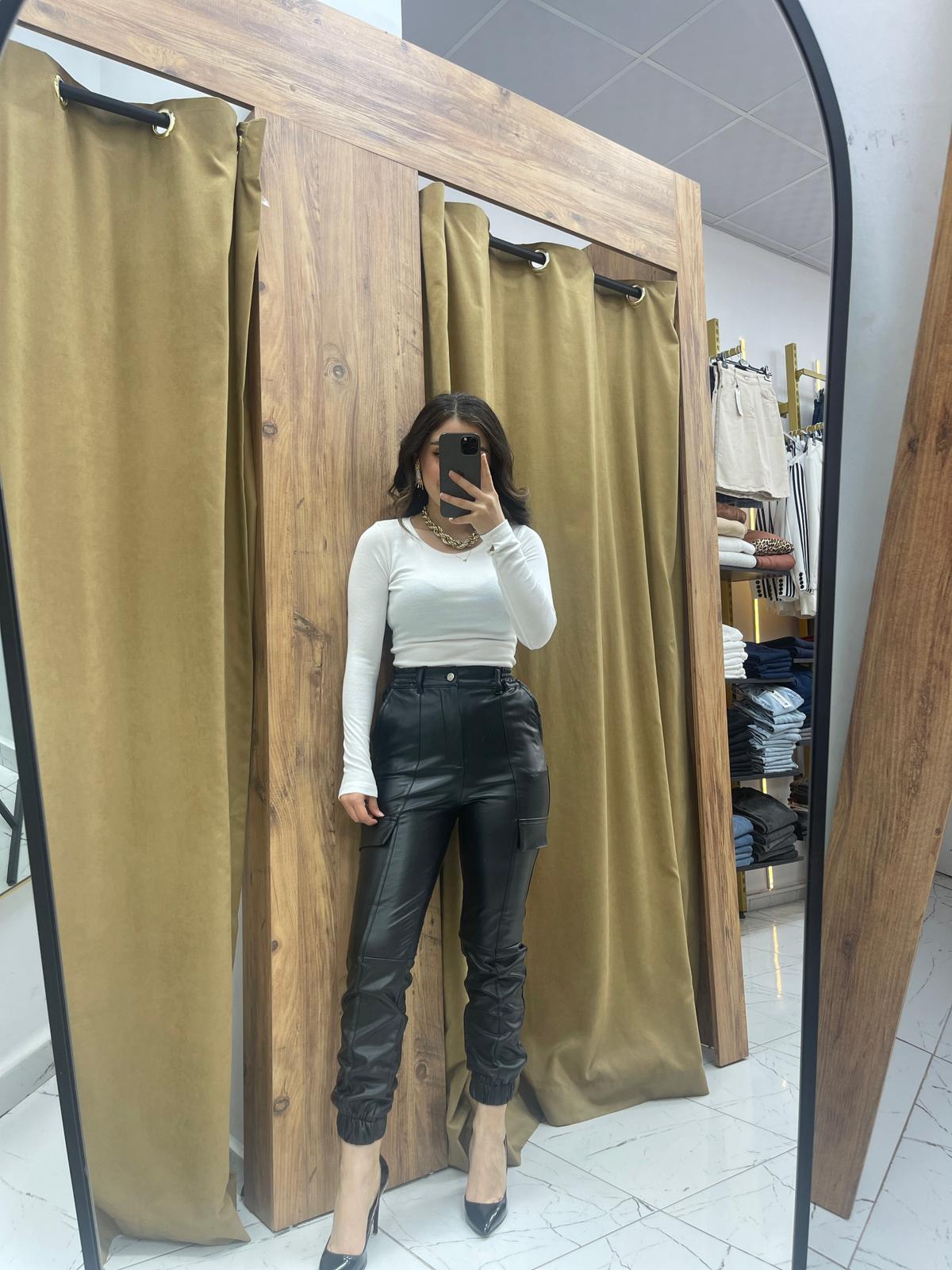 Avas Deri Pantolon  - Siyah