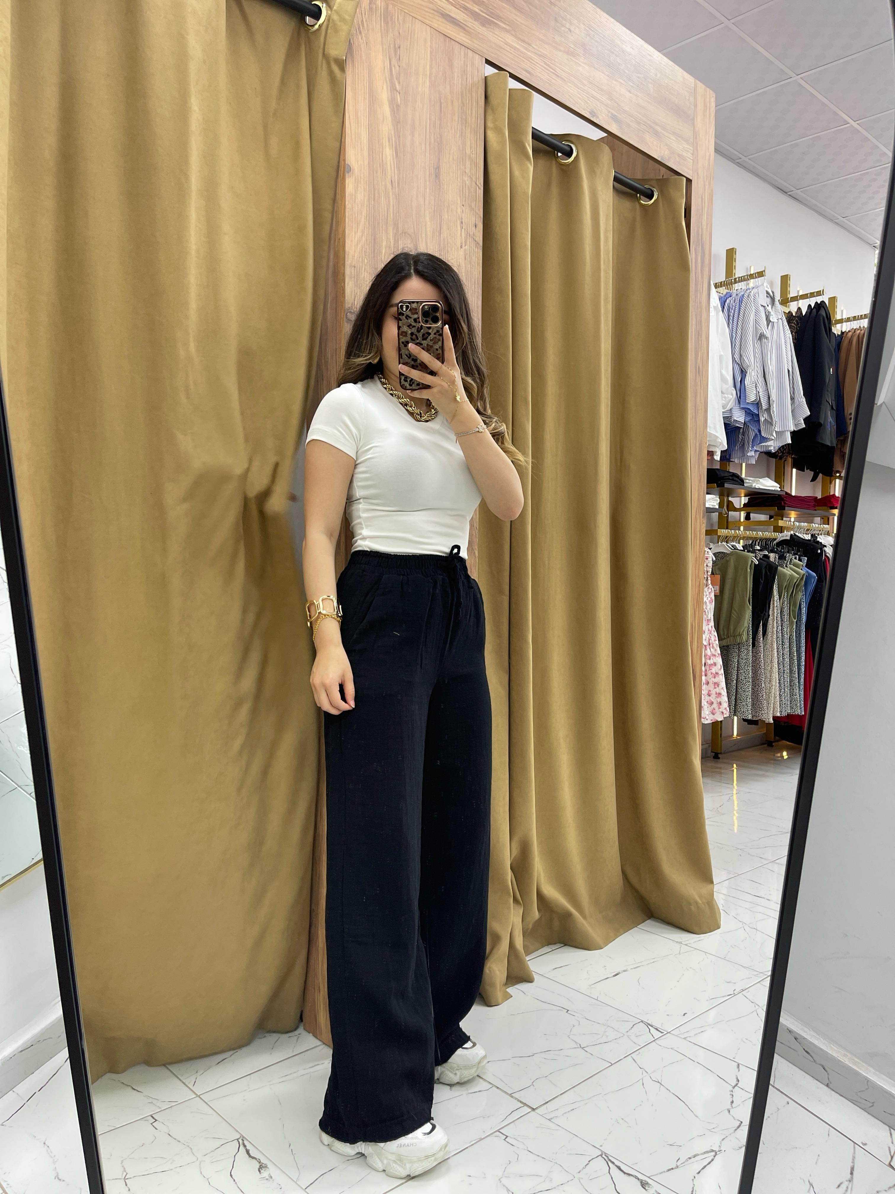 Muslin pantolon  - Siyah