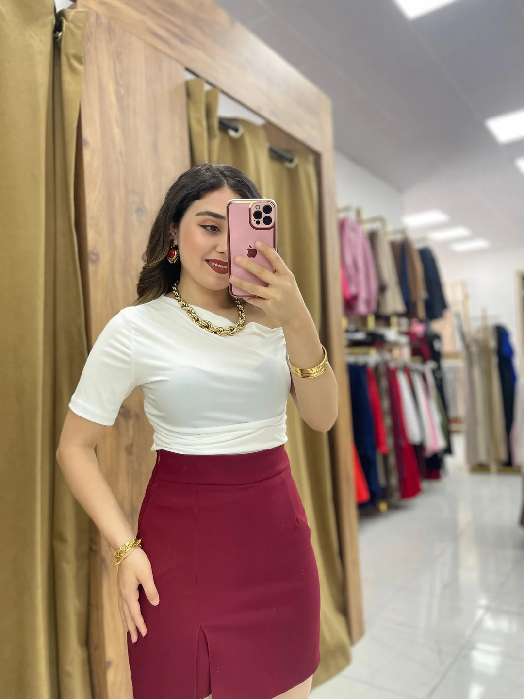 Romi  Şort Etek  - Bordo