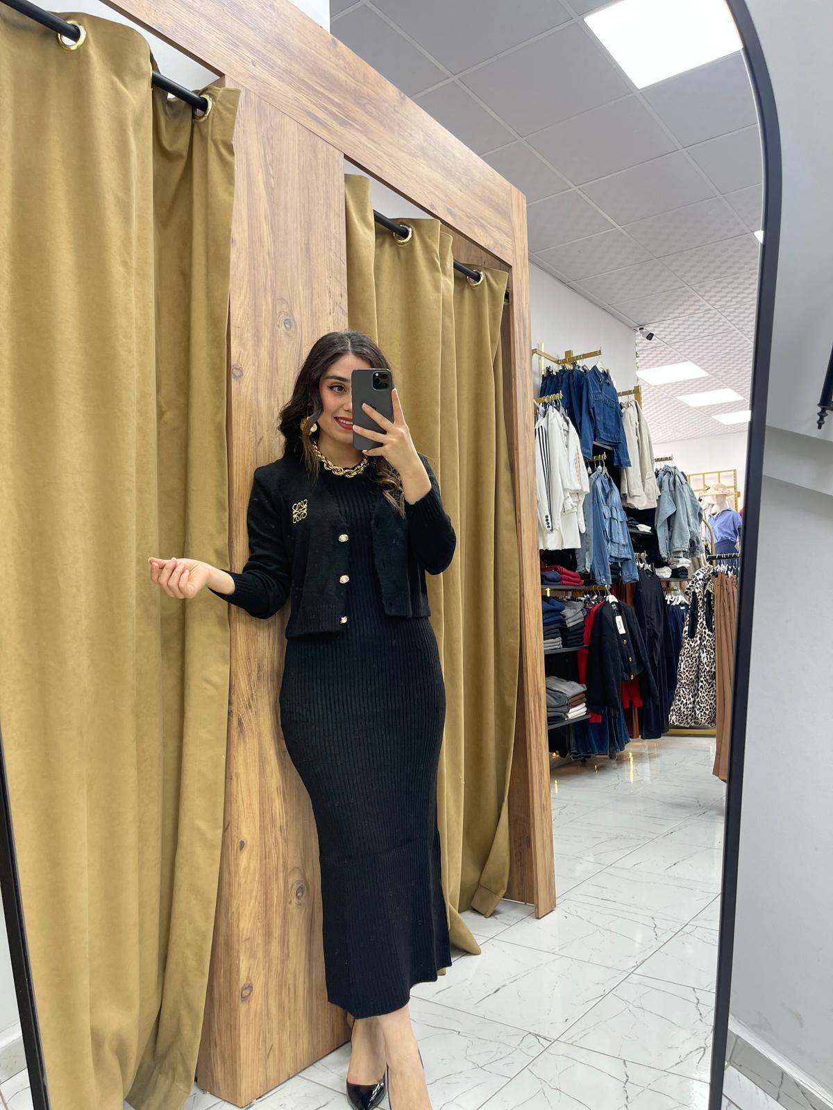 Axel Ceketli Elbise  - Siyah