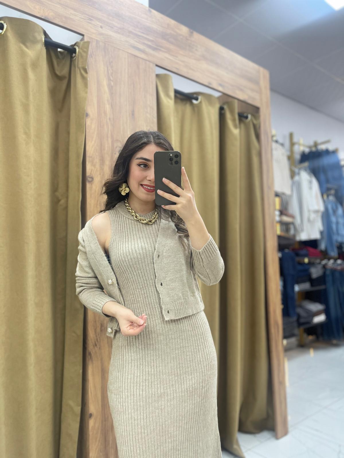 Axel Ceketli Elbise  - Vizon