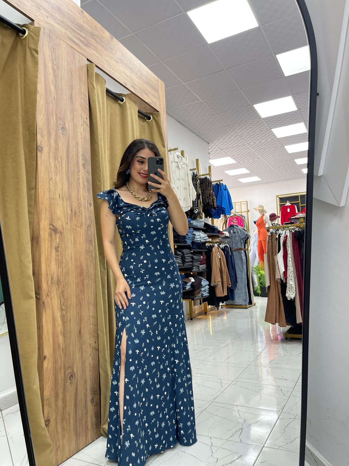 Elena Maxi Boy Elbise  - Mavi