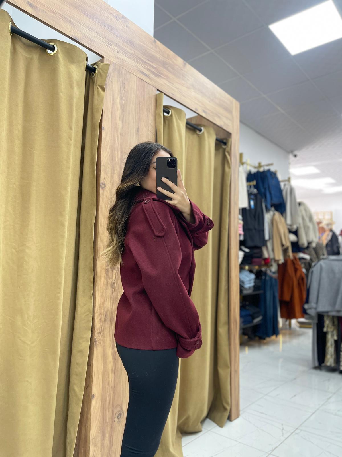 Vola Kısa Kaşe Kaban  - Bordo