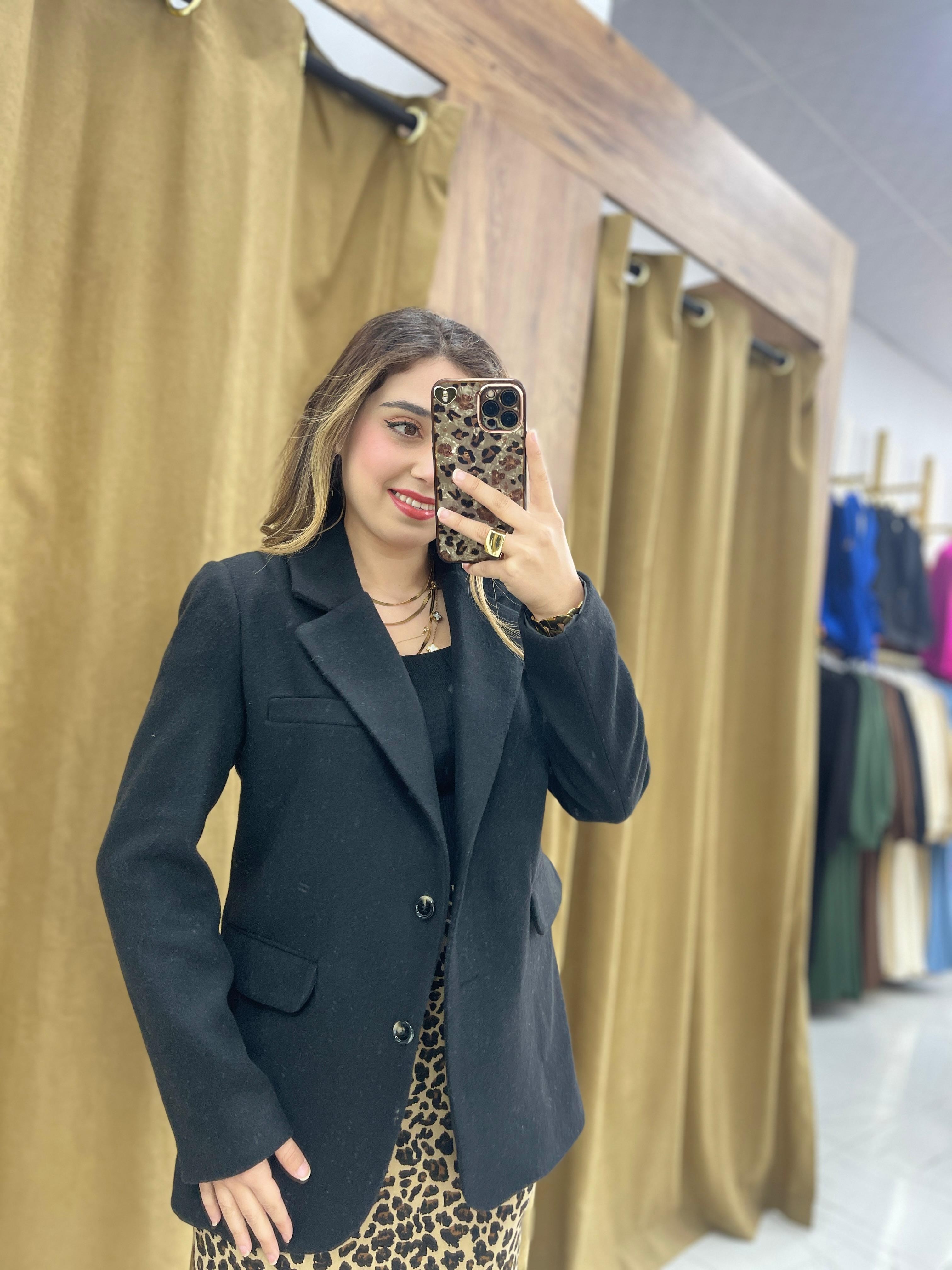 Kaşe Blazer Ceket - Siyah