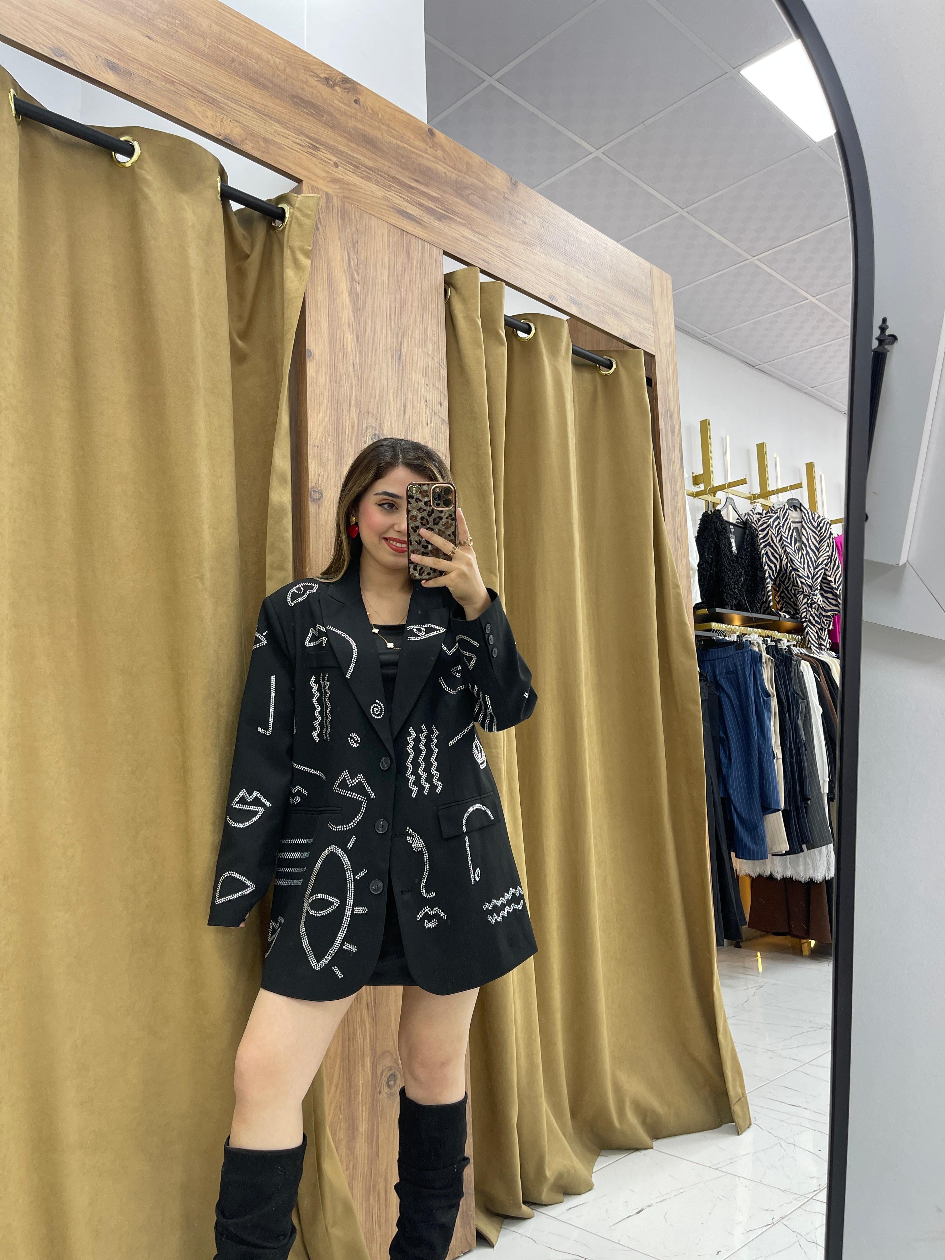 Taş Detaylı  Blazer Ceket 