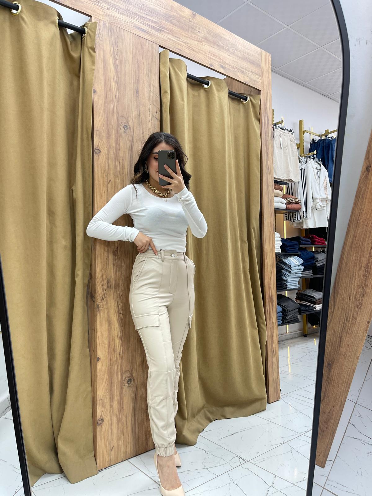 Avas Deri Pantolon  - Krem