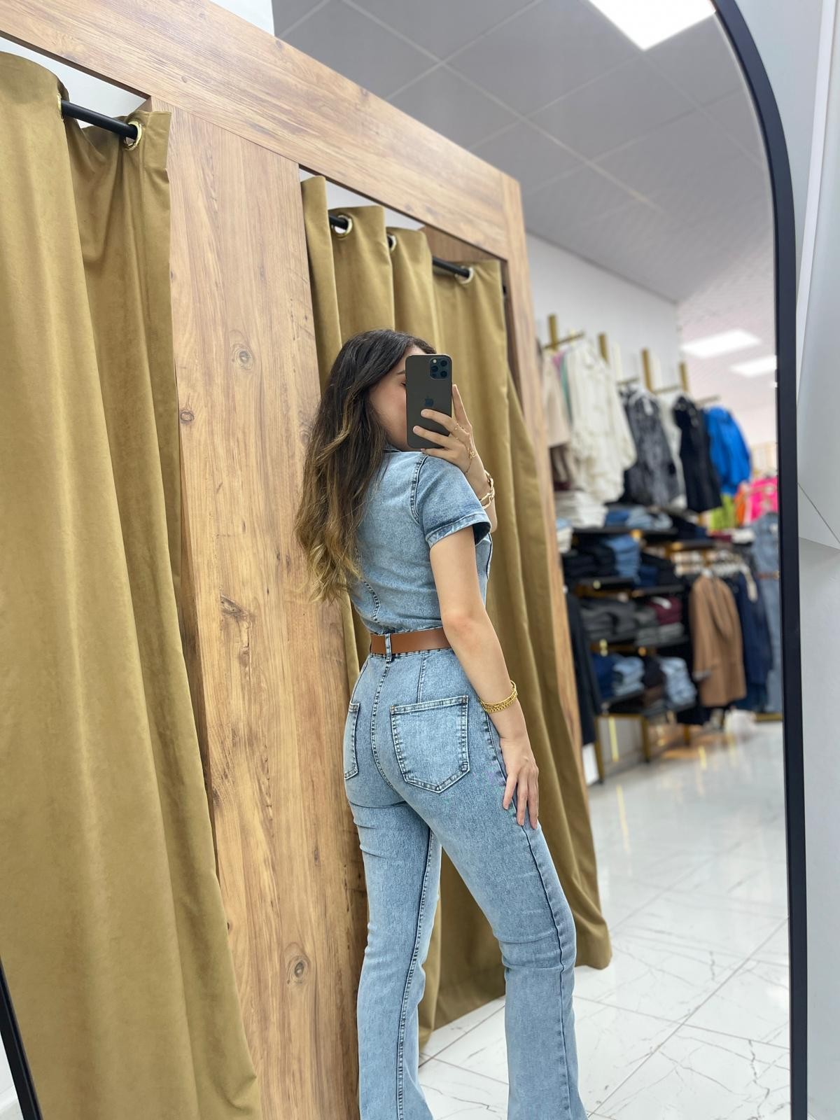 Moni Fermuarlı Kot Tulum - Buz Mavi
