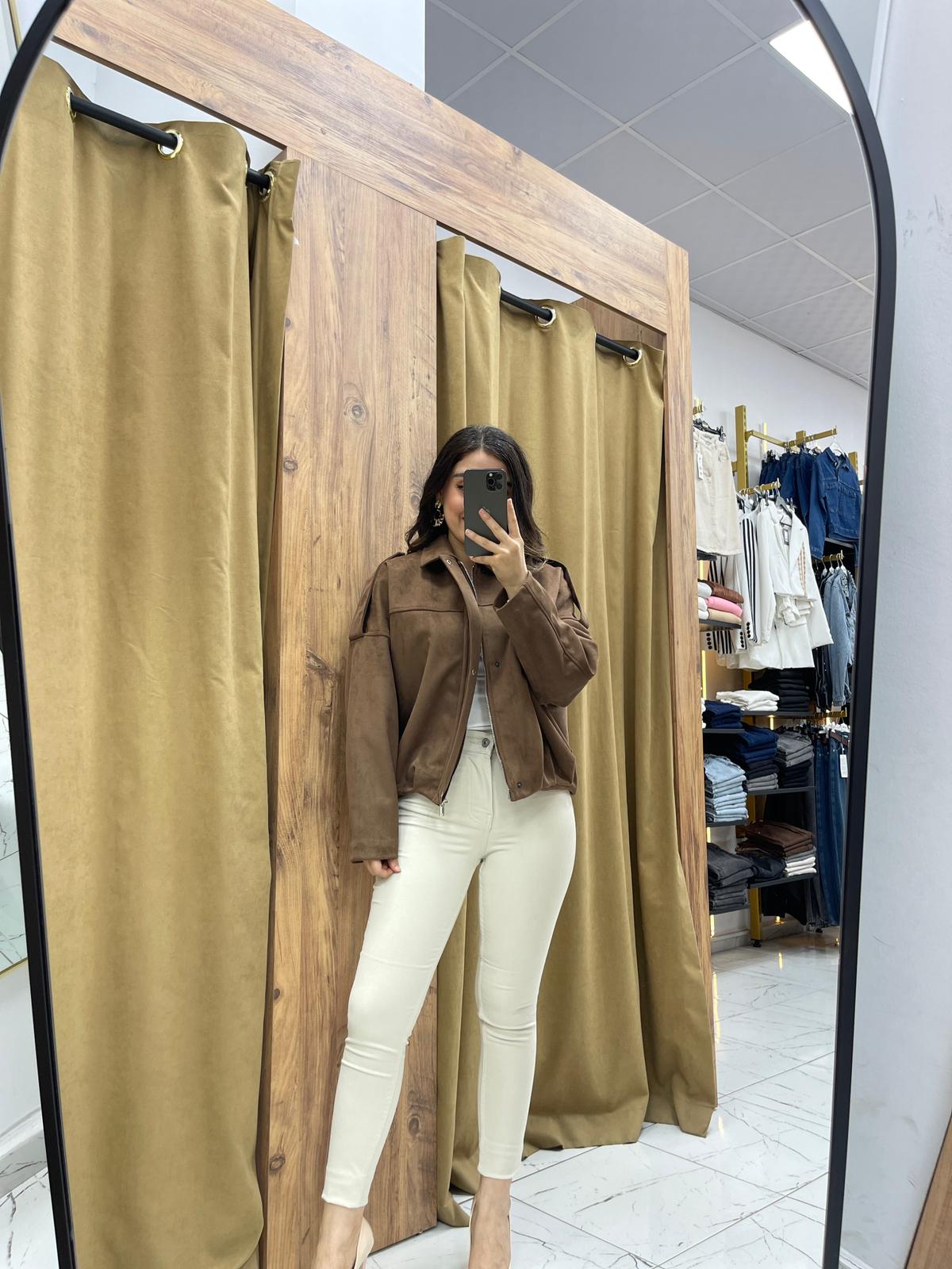 Süet Bomber Ceket  - Kahverengi