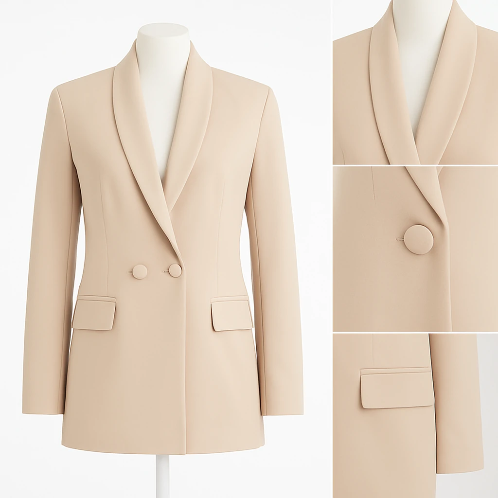 Minimalist  Bej Kadın Blazer Ceket