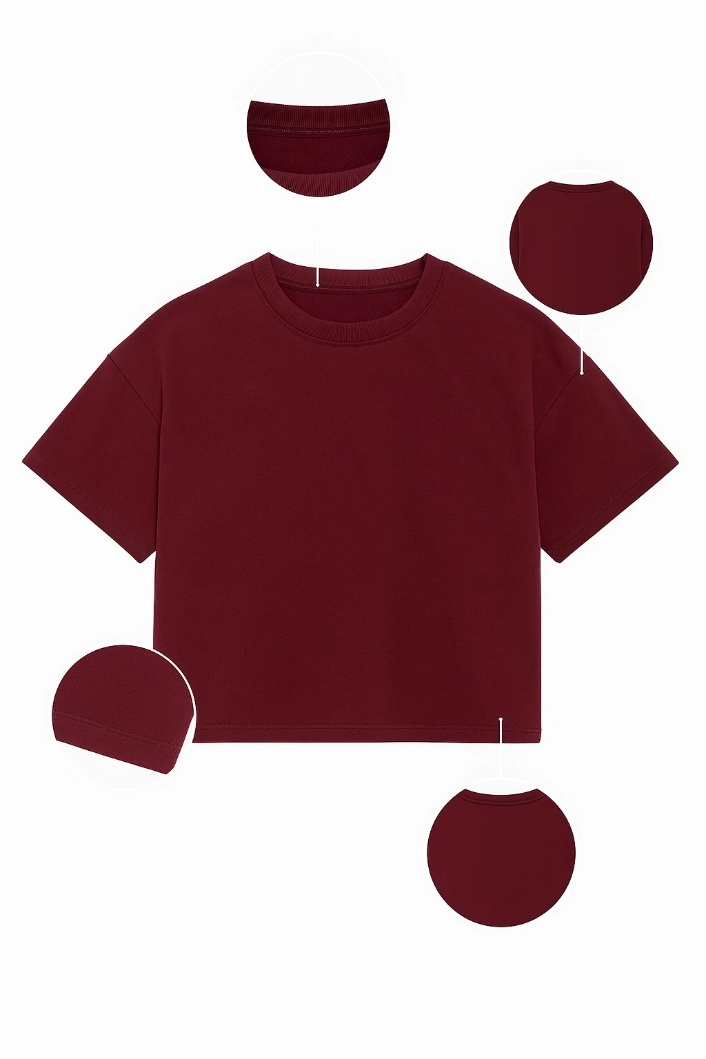 Bordo Basic Crop Tişört