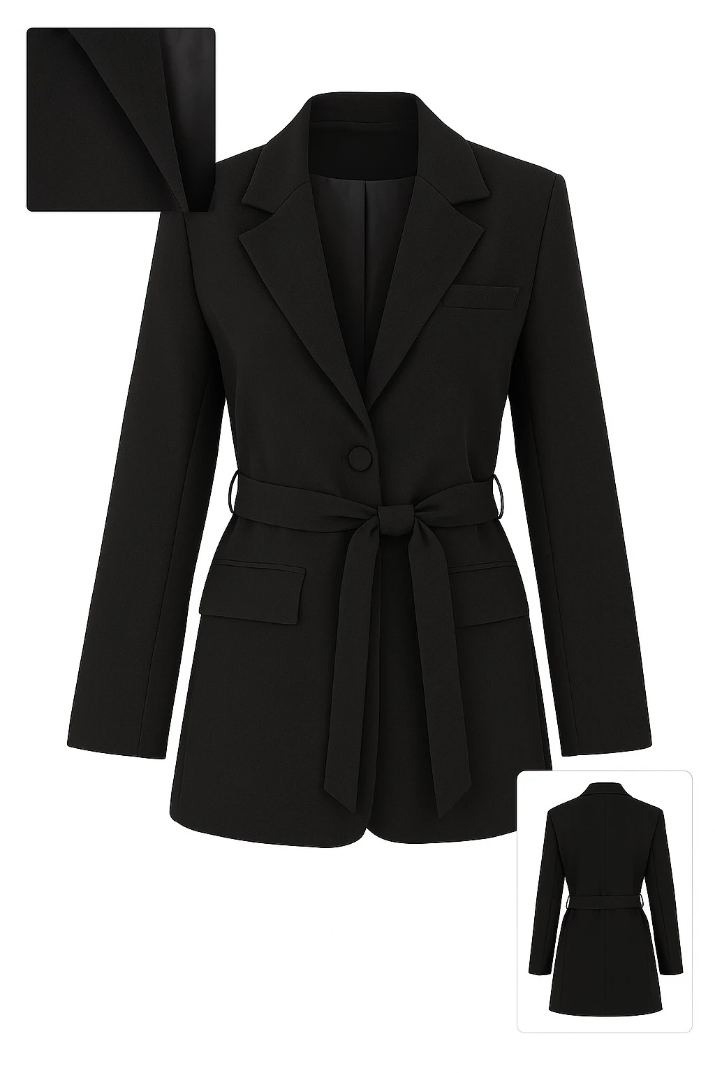 Kadın Kuşaklı Blazer Ceket – Siyah