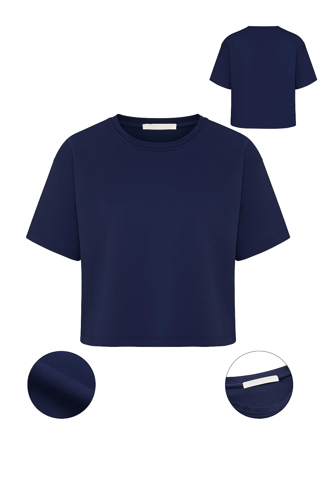 Lacivert Crop Tişört