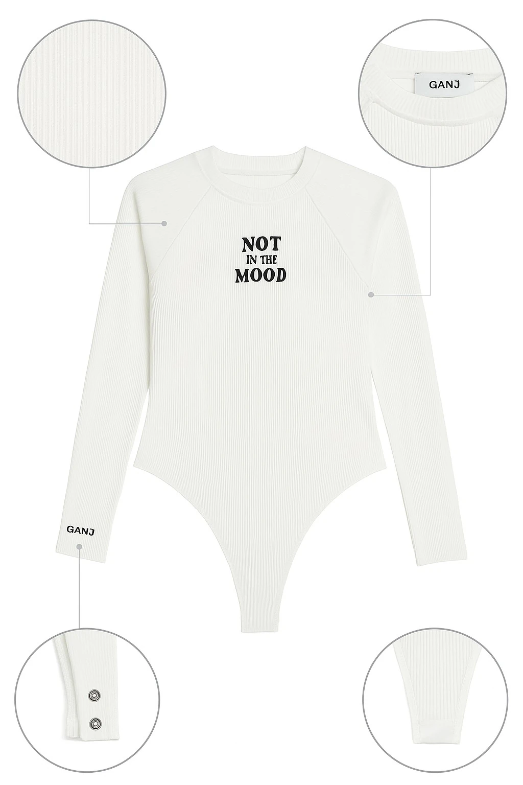 Ekru Uzun Kollu Ribana Body