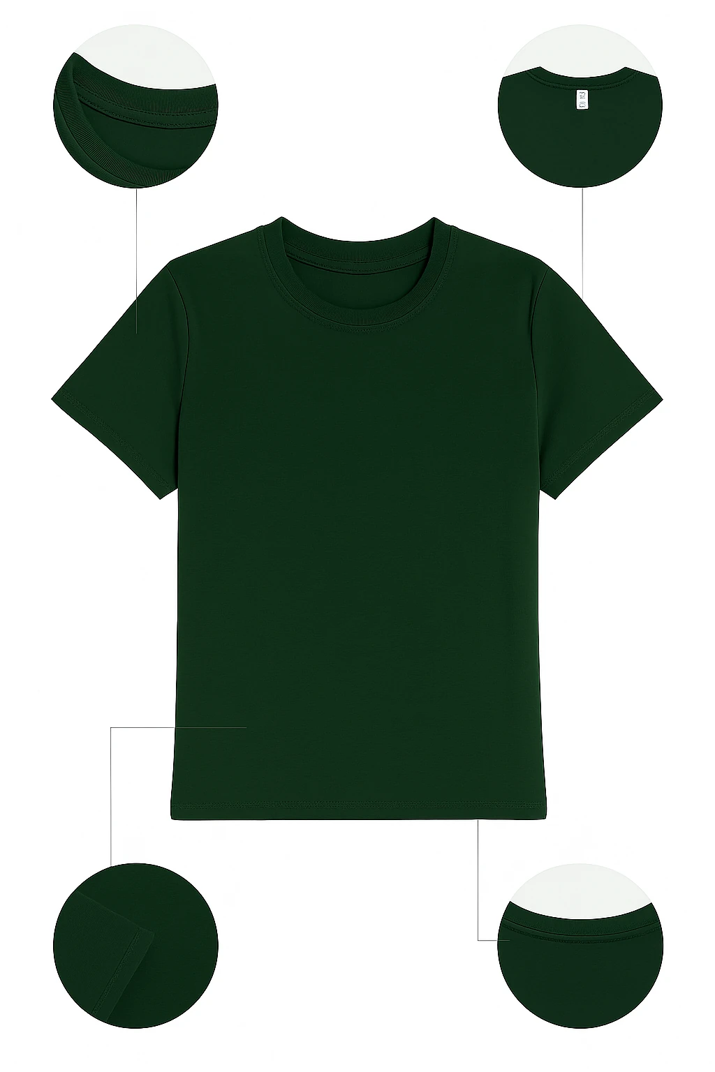 Kadın Koyu Yeşil Basic Bisiklet Yaka Kısa Kollu Tişört