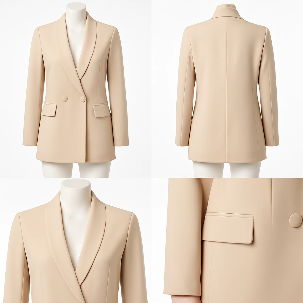 Minimalist  Bej Kadın Blazer Ceket