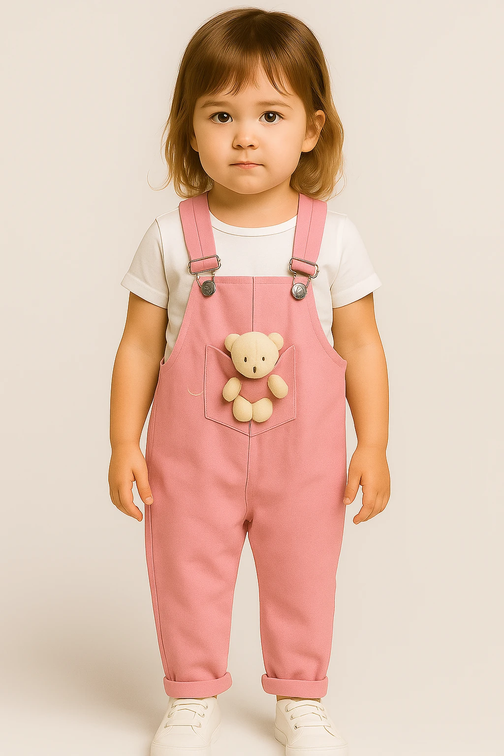 Ayıcık Cep Detaylı Pembe Tulum