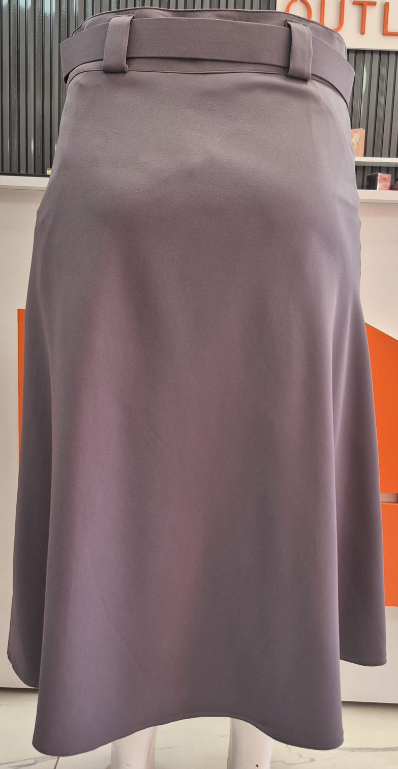 Tokalı Kemerli Lila Uzun Etek