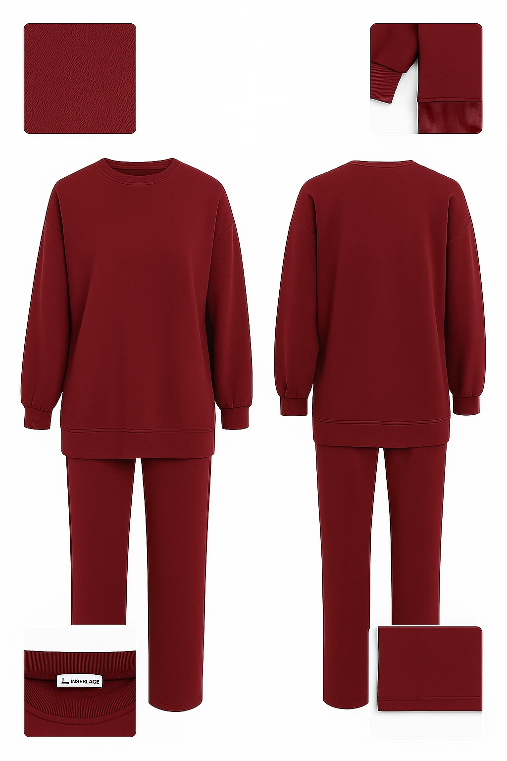 Bordo Oversize Tesettür Eşofman Takımı