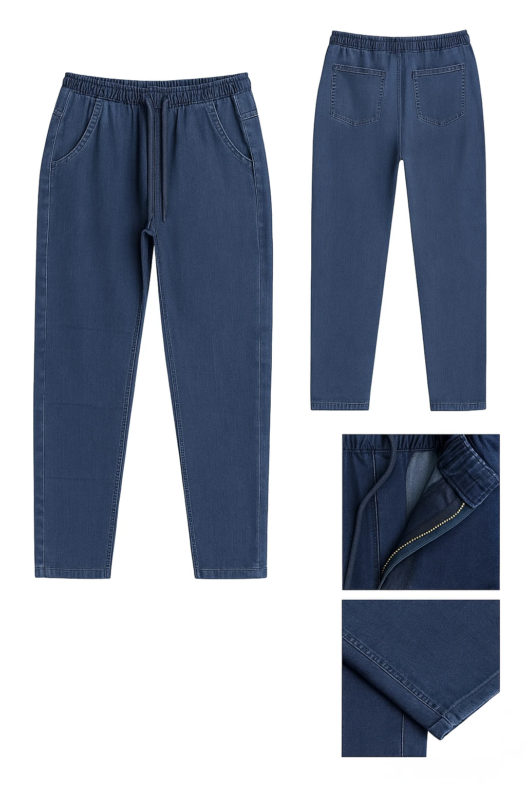 Rahat Fit Lastikli Denim Pantolon